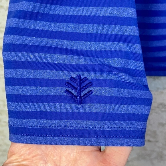 COOLIBAR Womens UPF 50+ Long Sleeve Polo XL Blue Striped - Picture 12 of 16